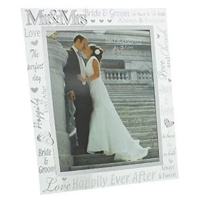 8" x 10" - Mirror Glass & Glitter Frame - Mr & Mrs