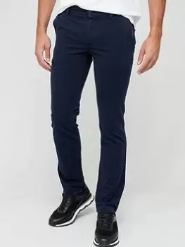 Image of BOSS Boss Schino-slim Fit Chinos, Dark Blue, Size 32, Inside Leg Regular, Men