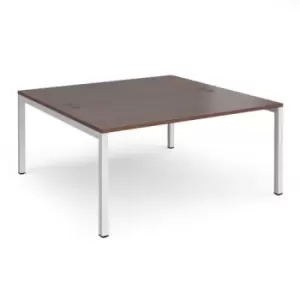 Image of Bench Desk 2 Person Starter Rectangular Desks 1600mm Walnut Tops With White Frames 1600mm Depth Connex