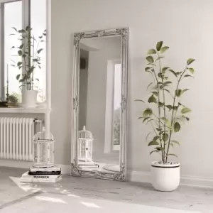 Image of Silver Painted Wooden Frame Accent Mirror 165 X 75Cm
