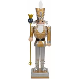 Image of 80cm LED Light Up Novelty Christmas Nutcracker Decoration Indoor Home - Gold and White|#f2be3b|White