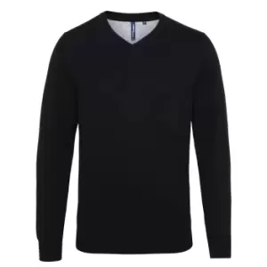 image of Asquith & Fox Mens Cotton Rich V-Neck Sweater (M) (Black)