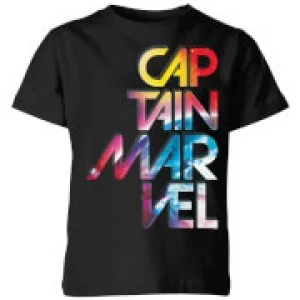 Image of Captain Marvel Galactic Text Kids T-Shirt - Black - 11-12 Years