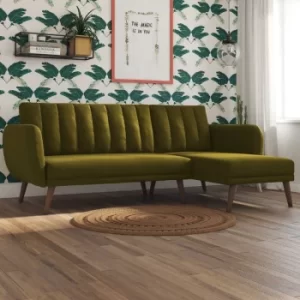Image of Novogratz Brittany Sectional Sofa Bed Left or Right Chaise Green Linen
