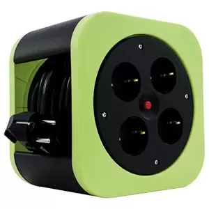 image of REV 0010012400 power extension 10 m 4 AC outlet(s) Indoor Black,Green