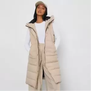Image of I Saw It First Petite Longline Padded Hooded Coat - Brown