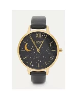 Lipsy Lipsy Black Strap Watch with Black Dial, Black, Women