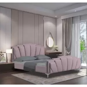 Image of Envisage Trade - Lanna Upholstered Beds - Plush Velvet, Small Double Size Frame, Pink - Pink
