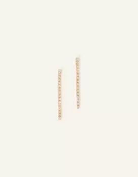 Image of Accessorize Womens 14ct Gold-Plated Tennis Chain Earrings
