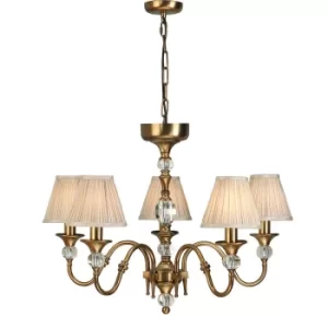 image of Polina 5 Light Multi Arm Ceiling Pendant Chandelier Antique Brass, E14