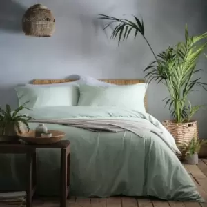 Image of Apple Tree - Appletree Cassia 180 Thread Count 100% Cotton Percale Duvet Cover Set, Green, Super King