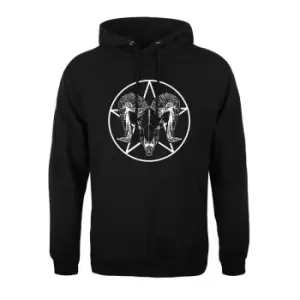 Image of Grindstore Mens RAM Skull Pentagram Hoodie (L) (Black)