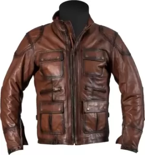 Image of Helstons Hunt Rag Motorcycle Leather Jacket, brown Size M brown, Size M