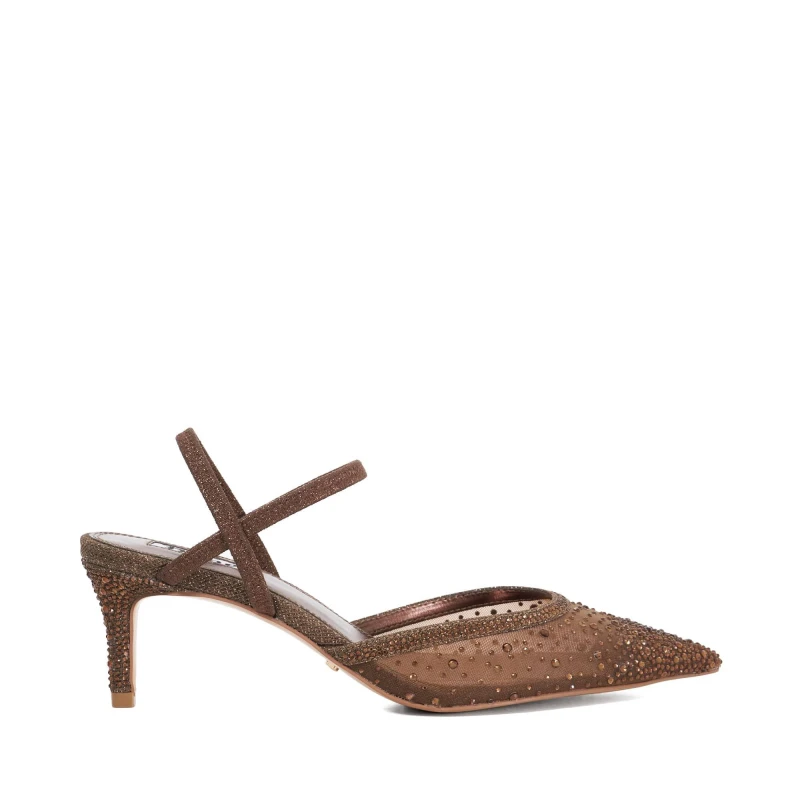 Image of Dune London Womens Charismatic Medium Heel Stiletto Court Shoes Brown Synthetic female 8 (41)