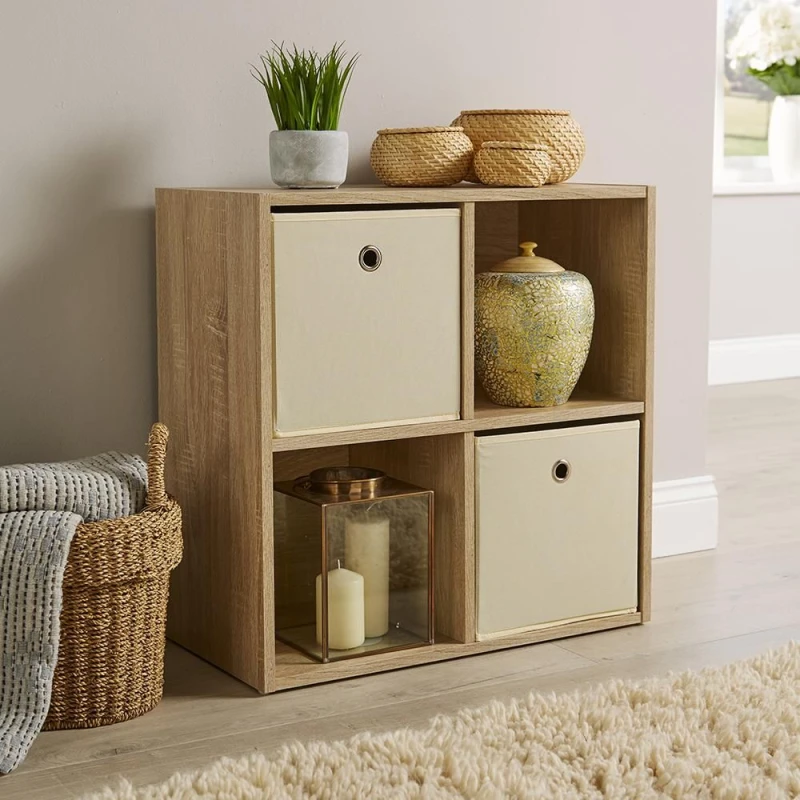 Image of Home Source Cube 2X2 Storage Shelf Unit Light Oak