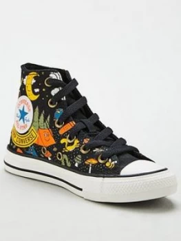 Image of Converse Childrens Chuck Taylor All Star Hi 'Camp Converse' Trainers - Black Multi, Black/Multi, Size 1