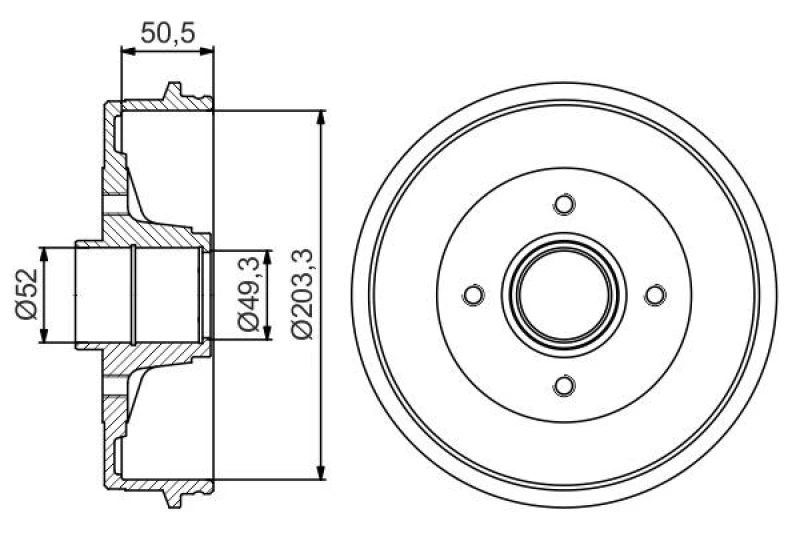Image of Bosch 0 986 477 210 Brake Drum Rear Axle, 234mm, without wheel bearing Brake Drum (123)