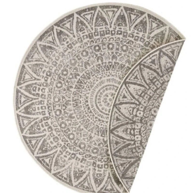 Image of THE RUGS Lilja Vintage Round Rug Indoor Outdoor Reversible Durable Easy Care in Grey Size: 240cm diameter Grey Unisex 240cm diameter