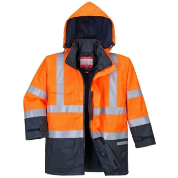 Image of Portwest - S779ONRXL - sz XL Bizflame Rain Hi-Vis Multi-Protection Jacket - Orange/Navy