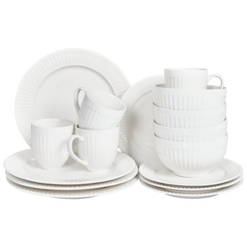 Image of Beliani Set Of 16 Dinnerware Cowslip Porcelain White