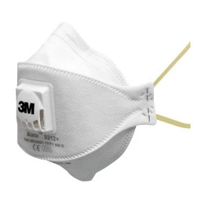 image of 3M Aura 9312 Flat fold Valved Particulate Respirators FFP1 Classification White Pack of 10