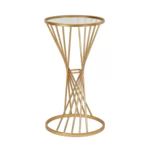 image of Cadence Twisted Hourglass Small Side Table Gold