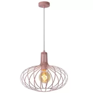 image of Lucide MERLINA - Pendant Light - Ø38cm - 1xE27 - Pink