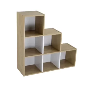Image of Rome Modular 6 Cube White and Oak Finish Cube Shelving Unit Brown