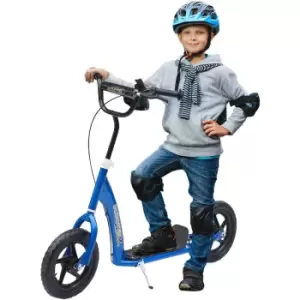 image of Push Scooter Teen Kids Stunt Bike Ride On w/ 12' eva Tyres, Blue - Homcom