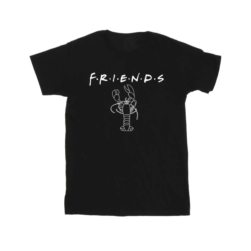Image of Friends Friends Men Lobster Cotton Logo T-Shirt in Black Size: Small Black S Male 5063376923439