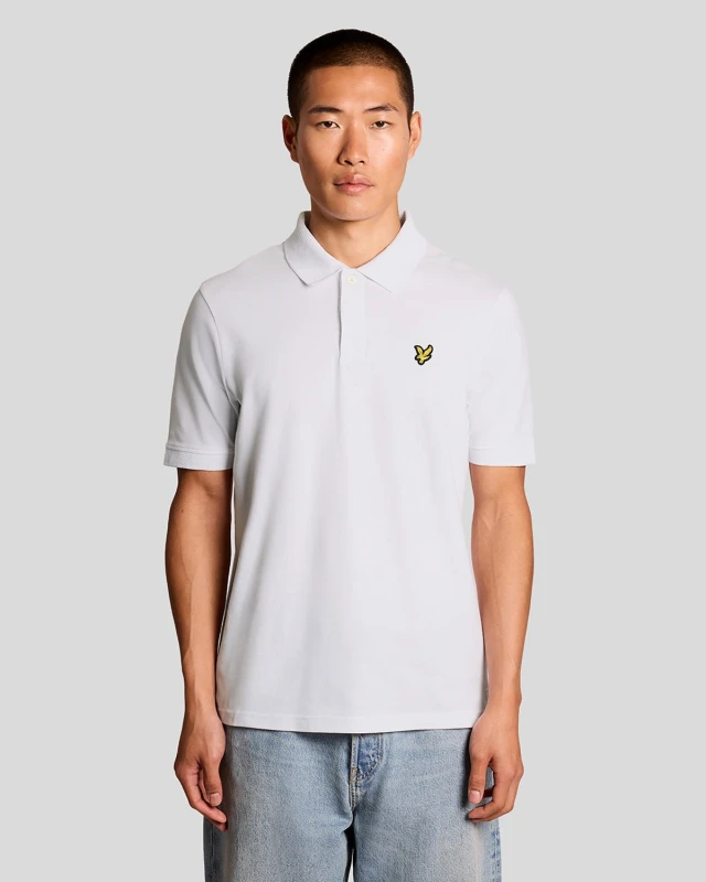 Image of Lyle & Scott Mens Jacquard Tipped Polo Shirt in White