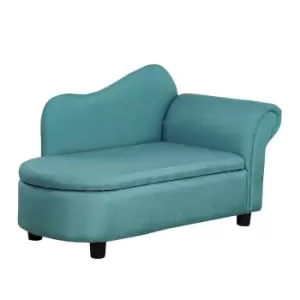 Image of Homcom Kids Sofa Toddler Chair With Storage Compartment Eucalyptus Wood Light Blue