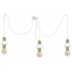 image of Keter Unica Cluster Pendant Ceiling Light White, Gold, 3x E27