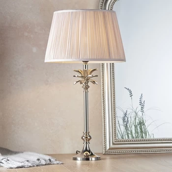 image of Freya Table Lamp Polished Nickel Plate & Dusky Pink Silk 1 Light IP20 - E27