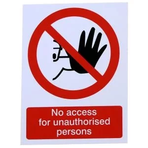 Image of The House Nameplate Company No Access For Unauthorised Persons Self-Adhesive Labels, (H)200mm (W)150mm