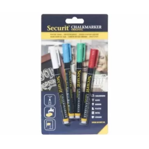 Image of Securit Small Chalk Markers Pack of 4 Classic, Classic Colours