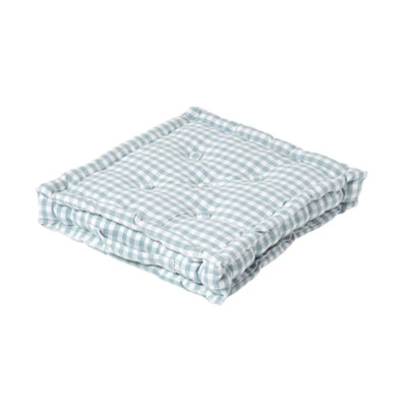 Image of Homescapes Cotton Gingham Check Floor Cushion Blue