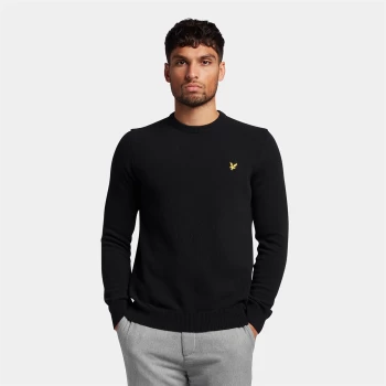 Image of Mens Crew Neck Lambswool Blend Jumper - Jet Black Marl - S