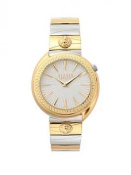 image of Versus Versace Silver And Gold Detail Dial Two Tone Stainless Steel Bracelet Ladies Watch