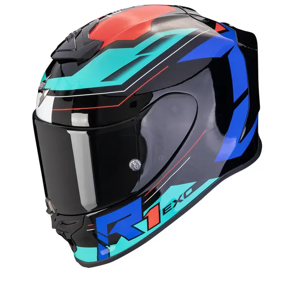 image of Scorpion EXO-R1 Evo Air Blaze Black Blue Red Full Face Helmet L