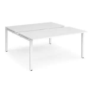 Image of Bench Desk 2 Person Rectangular Desks 1600mm With Sliding Tops White Tops With White Frames 1600mm Depth Adapt