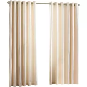 Image of Riva Home Fiji Faux Silk Ringtop Curtains (90x72 (229x183cm)) (Cream) - Cream