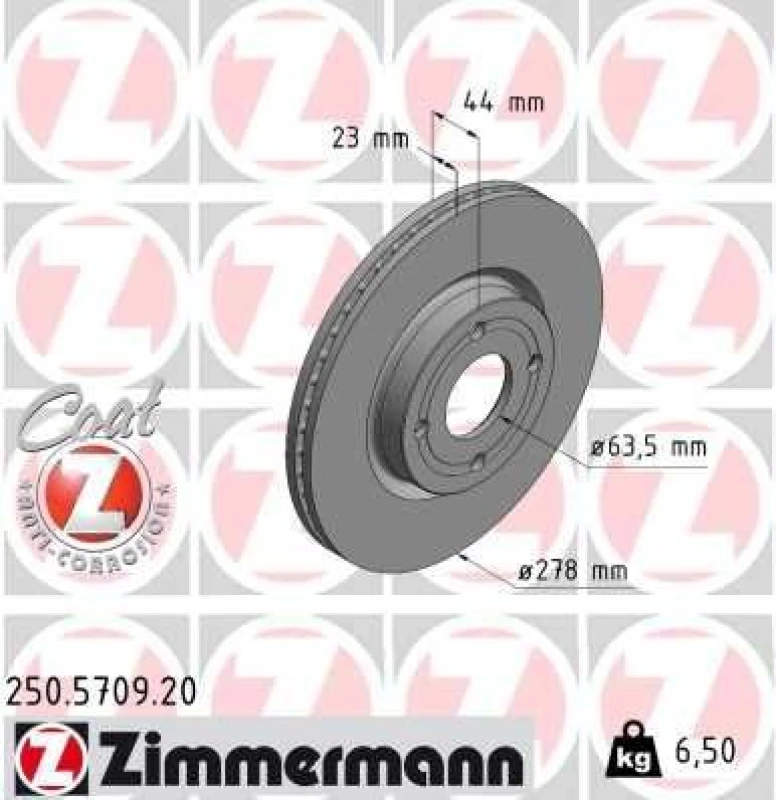 Image of ZIMMERMANN Brake disc ZIMMERMANN 250.5709.20