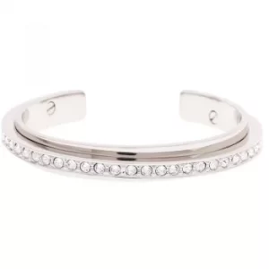 Ladies Karen Millen Stainless Steel Crystal Diagonal Cuff Ml