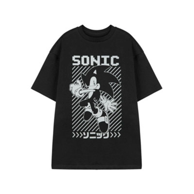 Image of Sonic the Hedgehog Sonic the Hedgehog Men Short Sleeved T-Shirt in Black Size: Small Black S Male 5056210119068