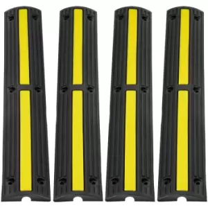 Image of 3.28 ft Cable Protector Ramp, 4 Pack of 1 Channel, 18000 lbs/axle Capacity Heavy Duty Rubber Speed Bumps, Floor Cord Cable Protector Wire Cover, for