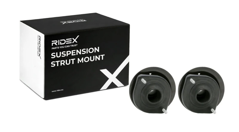 Image of RIDEX 1180S1222 Top strut mount Front Axle, with bearing(s) Elastomer Suspension Strut Support Bearing (1180)