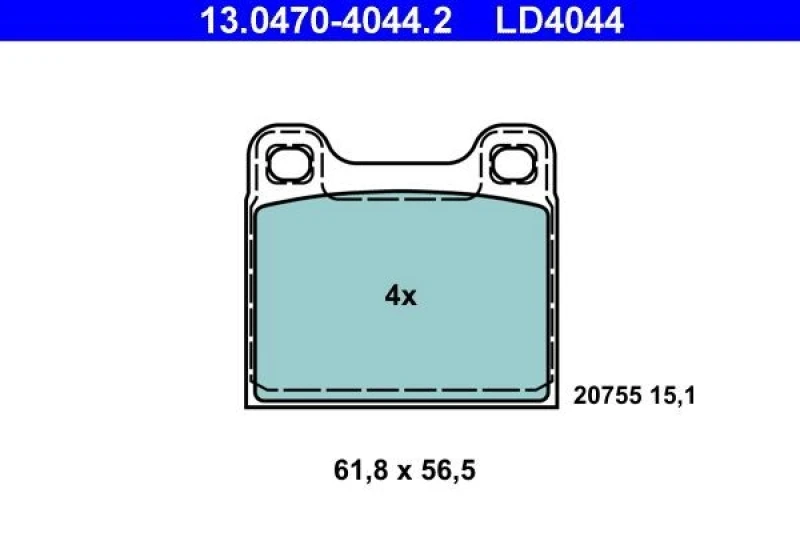 Image of ATE 13.0470-4044.2 Brake pad set excl. wear warning contact Brake Pad Set,disc brake (402)