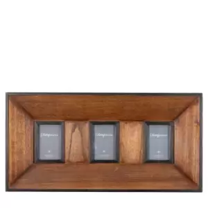 Image of Ingleby 3 Aperture Strand Photo Frame 6" x 4" (15cm x 10cm) Brown