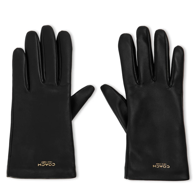 Image of Coach COACH NEW YORK WOMENS LEATHER TECH GLOVE BLACK female Small
